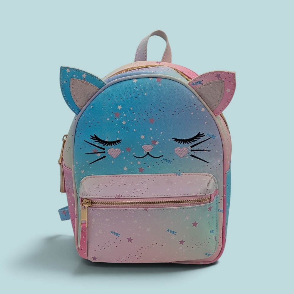 Under One Sky Cat Mini Backpack Small Pastel Ombre Galaxy Starry Kawaii Bag